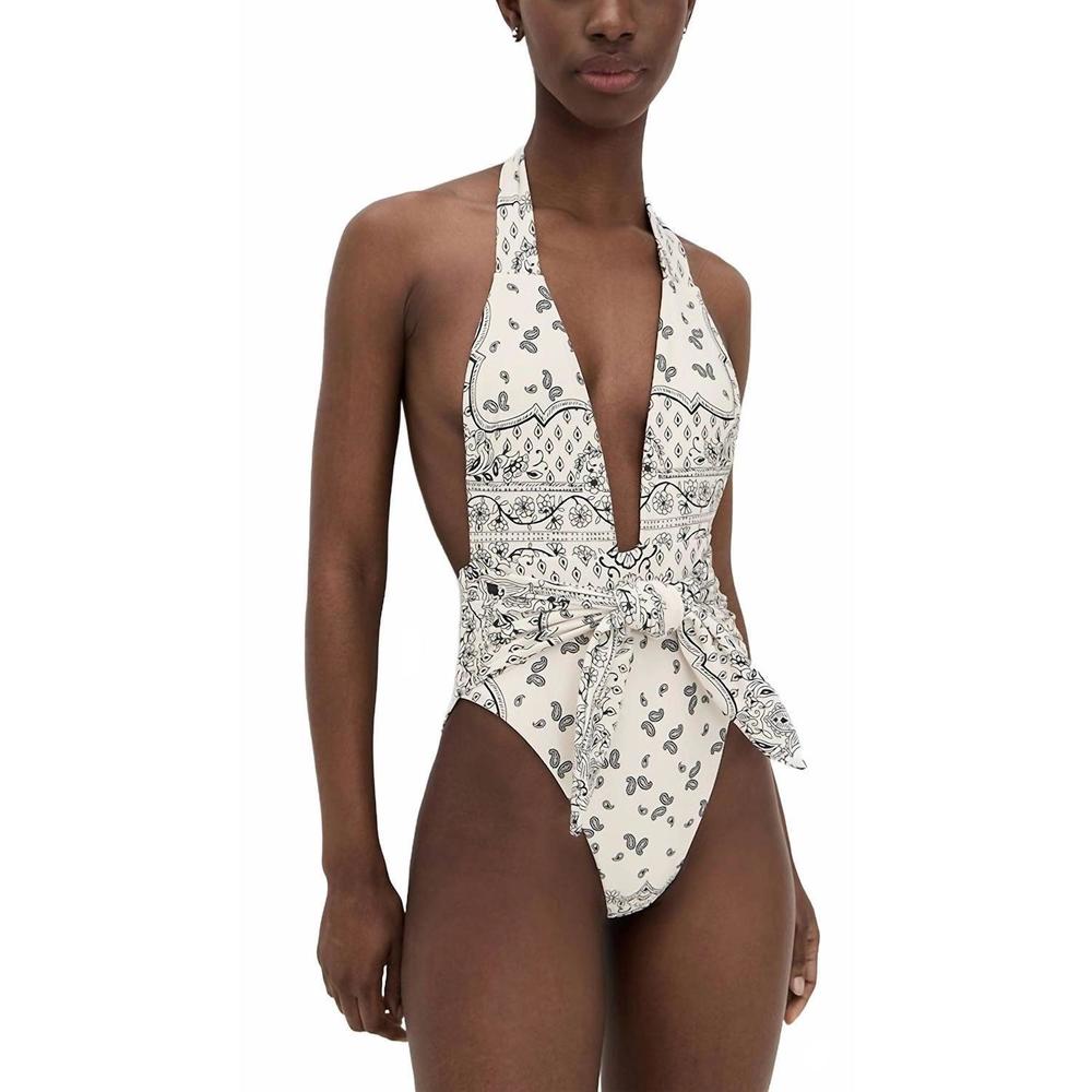 Montce Tropez Tie-Up One-Piece Swimsuit in Ivy Bandana